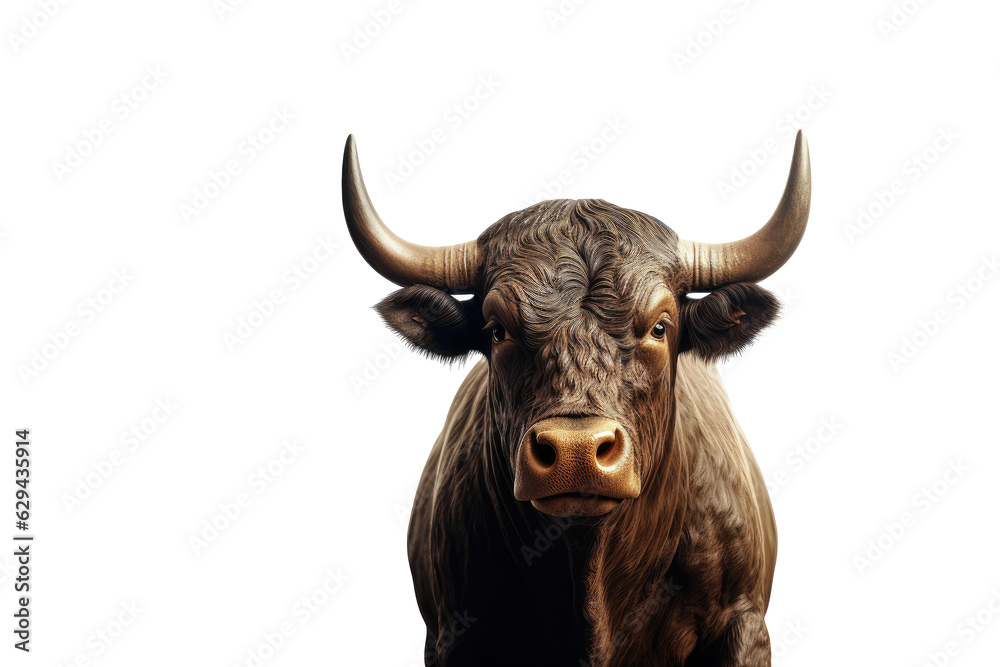 Strongest dark brown bull with muscles and long horns portrait looking at camera isolated on clear png background, Animals Fighter concept, with Generative Ai. Strongest dark brown bull with muscles and long horns portrait looking at camera isolated on clear png background, Animals Fighter concept, with Generative Ai.