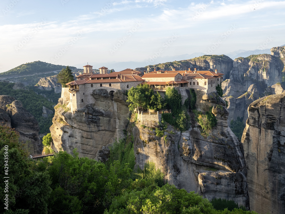 Fototapeta premium Meteora is a rock formation in , Greece. It is one of the largest and most steeply built complexes of Eastern Orthodox monasteries. Meteora is included in the UNESCO list.