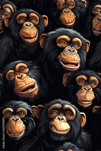 Chimpanzee faces seamless tiles