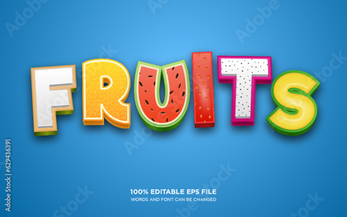 Fruits 3D text style effect	