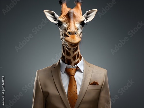 Karriere auf hohem Niveau: Giraffe mit Stil im Business-Anzug