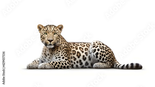 Eleganter Leopard auf weißem Hintergrund