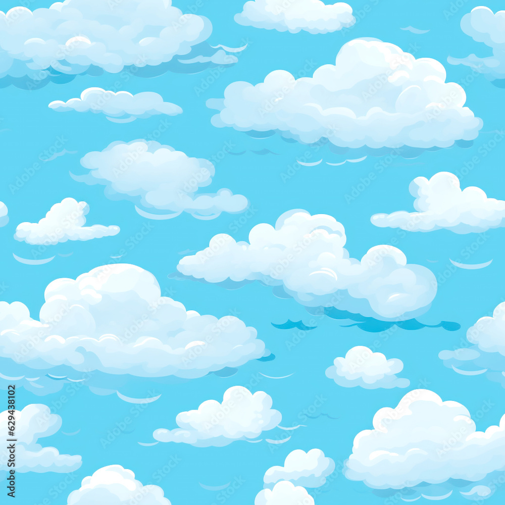white cloud on blue sky, pattern for jigsaw or mosaic, illustration, Generative AI