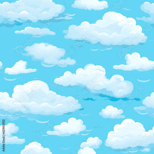 white cloud on blue sky, pattern for jigsaw or mosaic, illustration, Generative AI