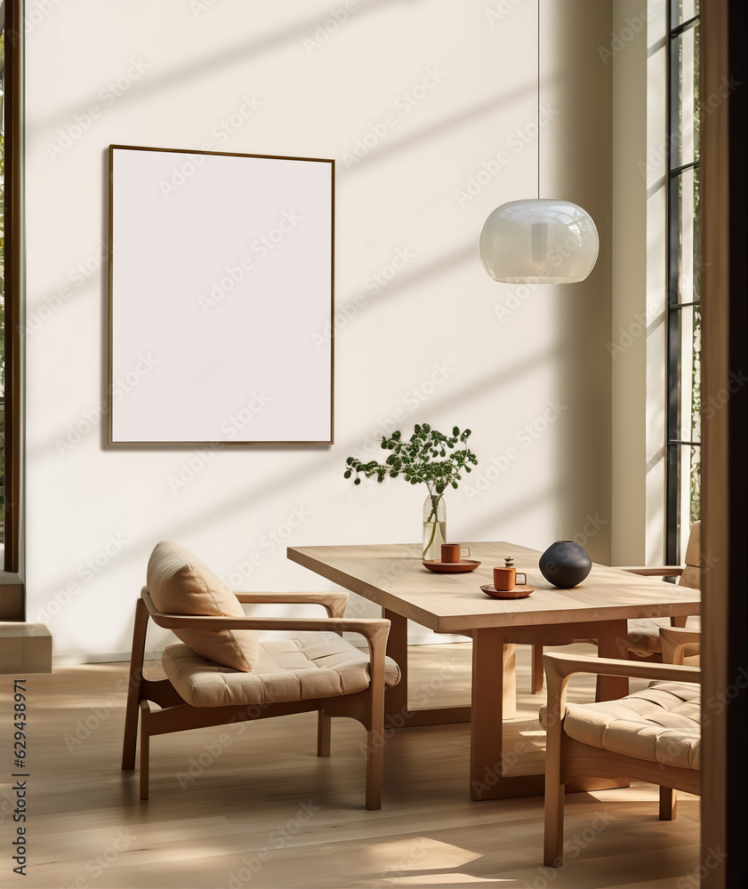 Fotka „frame mockup light wood A4, frame wallpaper mockup, frame on wooden floor mockup,vertical