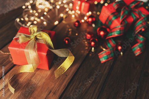 Christmas presents on dark background