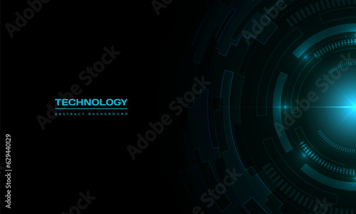 Abstract high technology background with blue circle interface. Vector illustration