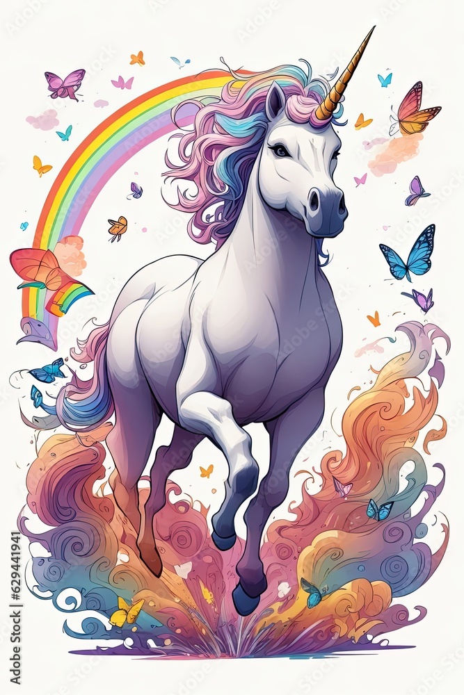 Fototapeta premium white horse running in the field