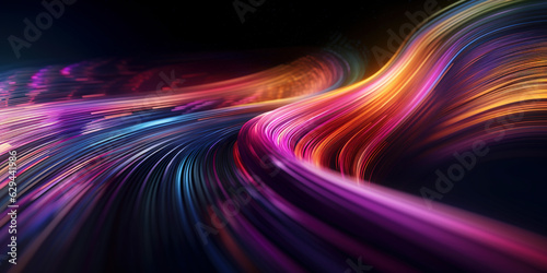 3D rendering Abstract digital wave gradient line and aesthetic Intricate wave line design, network or business big data connection technology concept.