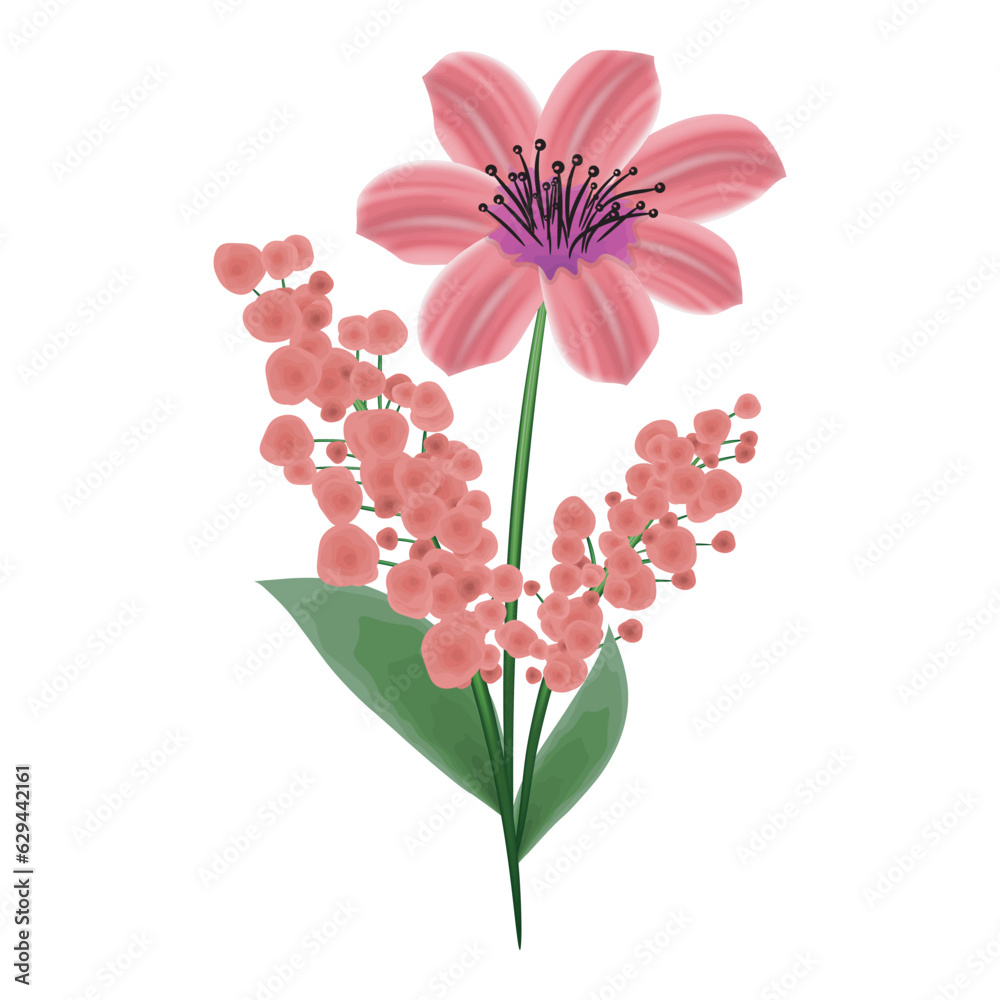 image of abstract pink flower in vector