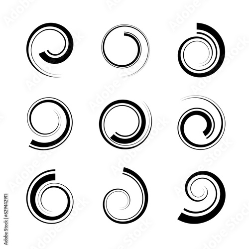 Set of Spiral Design Elements. Abstract Whirl Icons.