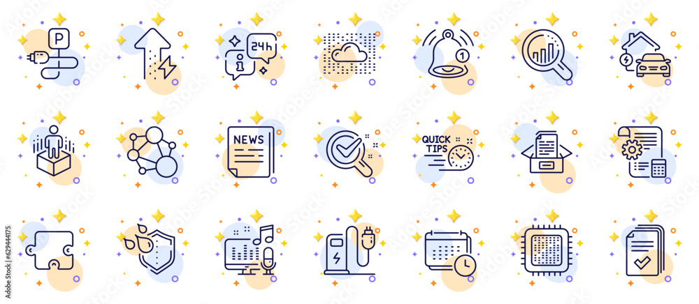 Outline set of Augmented reality, Fake news and Info line icons for web app. Include Home charging, Cloud system, Waterproof pictogram icons. Podcast, Chemistry lab, Energy growing signs. Vector Outline set of Augmented reality, Fake news and Info line icons for web app. Include Home charging, Cloud system, Waterproof pictogram icons. Podcast, Chemistry lab, Energy growing signs. Vector