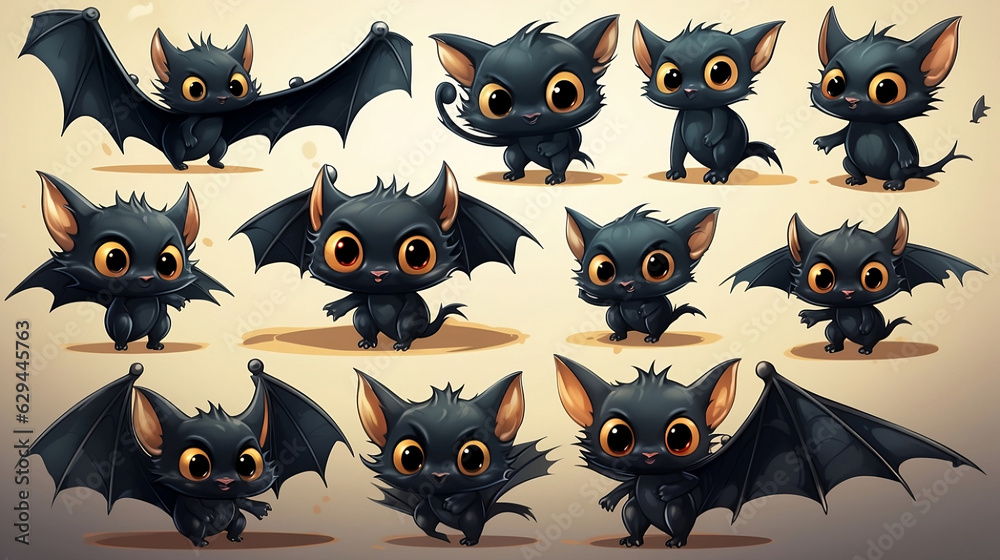 Cartoon bat on Halloween. Generative AI Cartoon bat on Halloween. Generative AI