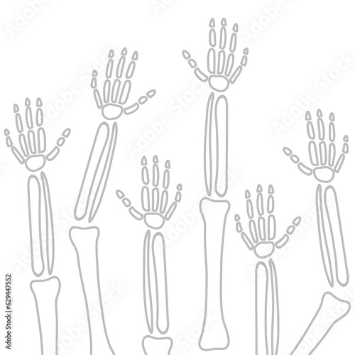 Halloween arm bones, human skeleton line art doodle