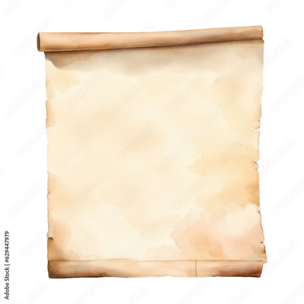 Fototapeta premium Retro Paper, PNG Clipart Image, Vintage Painted Watercolor Art, Generative AI