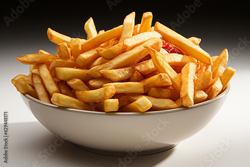 delicious french fries on a white background