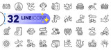 Outline set of Electric bike, Fishing and Laureate line icons for web with Dumbbell, Cardio training, Arena thin icon. Yoga, Cardio calendar, Arena stadium pictogram icon. Target goal. Vector