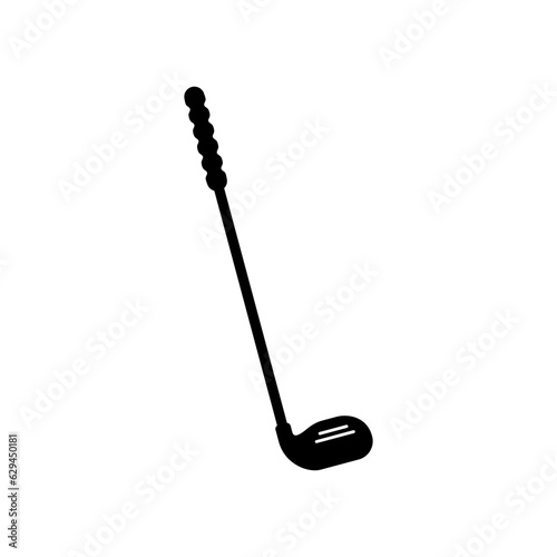 Golf stick or putter in black fill silhouette icon vector illustration. Editable and stylish graphics resources for many purposes.