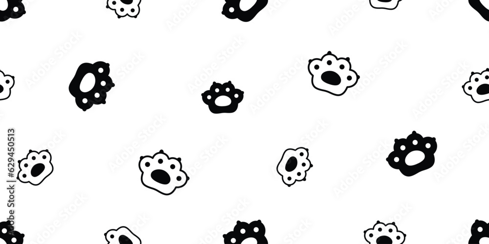dog paw seamless pattern cat footprint kitten puppy vector french bulldog pet cartoon doodle gift wrapping paper tile background repeat wallpaper illustration design isolated