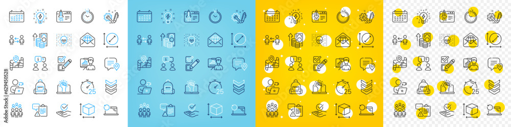 Vector icons set of Start business, Circle area and Inflation line icons pack for web with Cyber attack, Video conference, Interview outline icon. Timer, Checkbox, Teamwork business pictogram. Vector