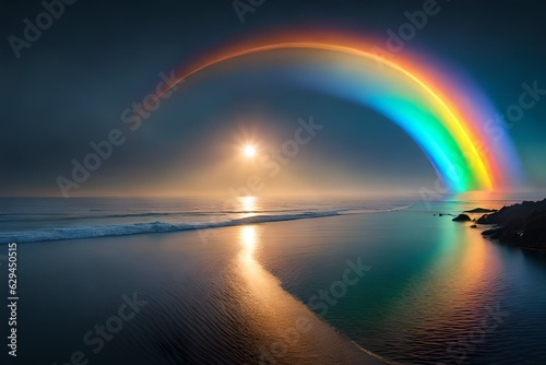 rainbow over the ocean Generator AI