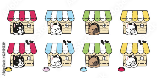 dog vector french bulldog sleeping puppy house icon pet cartoon character doodle symbol stamp tattoo illustration design isolated