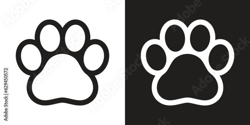 dog paw icon footprint vector cartoon logo symbol cat kitten pet cartoon character french bulldog illustration doodle clip art design