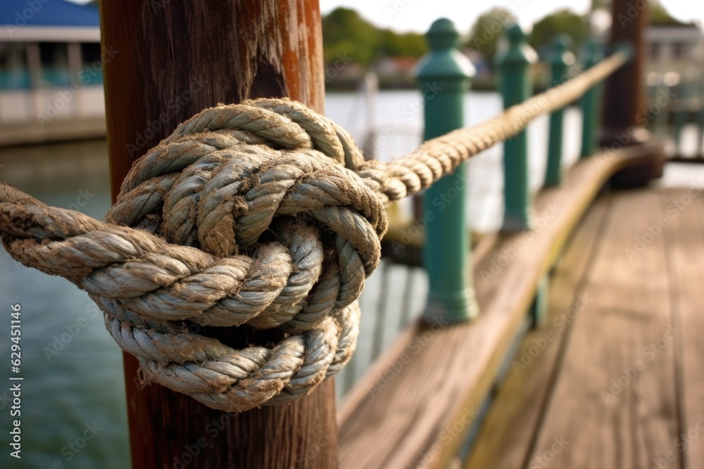 detailed sailors knot on a vintage boat railing Stock Photo | Adobe Stock