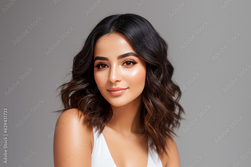 Portrait of beautiful young woman with luxury makeup. generative AI Portrait of beautiful young woman with luxury makeup. generative AI