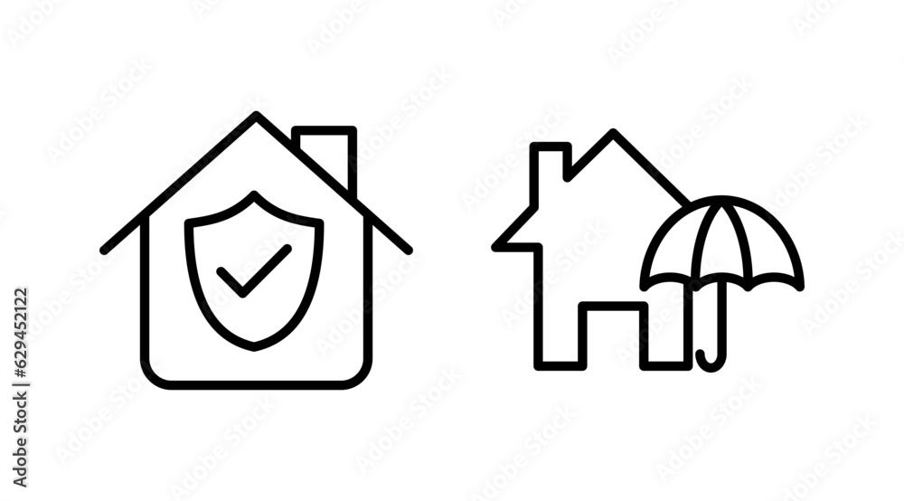 Fototapeta premium Home insurance icon vector. home shield protect logo