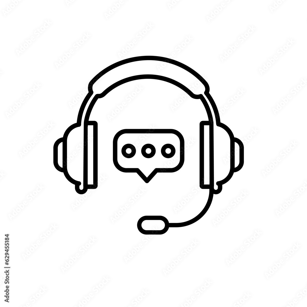 Headset with bubble speech icon Headset with bubble speech icon