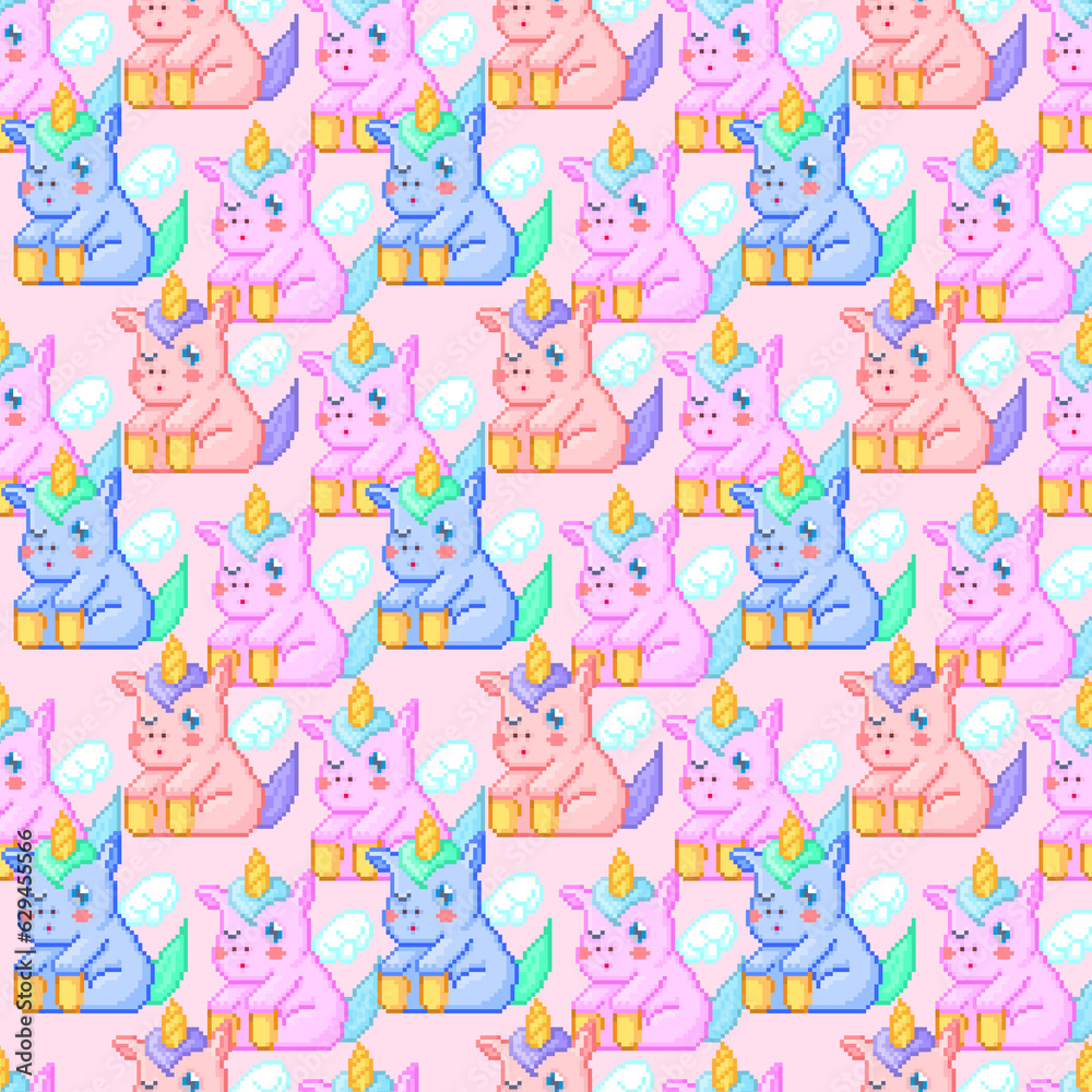 Seamless pattern of cute unicorns
