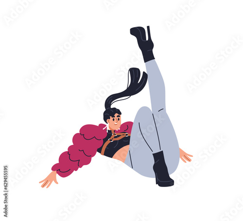 Vogue dancer, performer in dip pose, movement. Modern sexy sassy woman dancin...