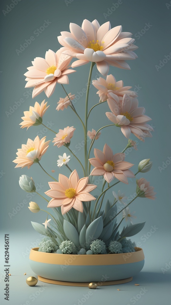 Cute 3D flowers in a vase Cute 3D flowers in a vase