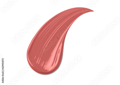 Grapefruit Juicy Lip Balm cosmetic swipe smear smudge isolated on white background. grapefruit color brush stroke close up. Makeup cream texture background