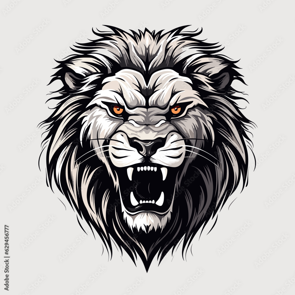 Roaring lion head mascot vector