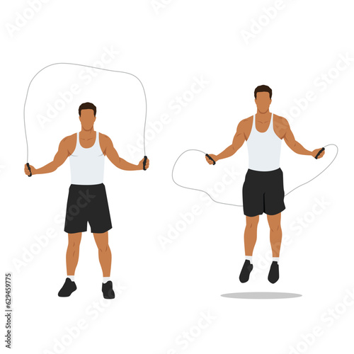 Man doing Jump rope.Skipping cardio exercise.