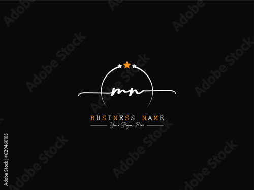 Minimal Circle MN n m Signature Logo, Luxury Mn Logo Letter Vector Illustration
