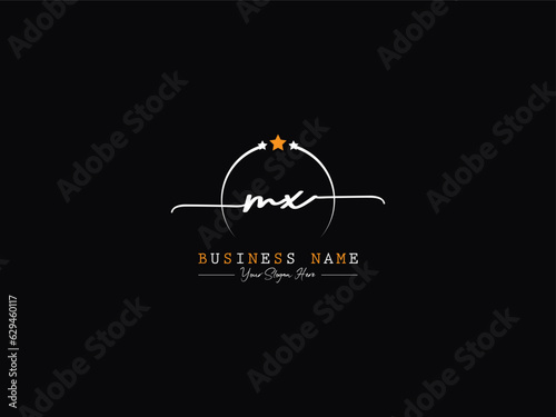 Minimal Circle MX x m Signature Logo, Luxury Mx Logo Letter Vector Illustration