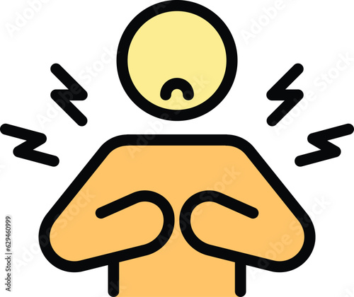 Kid problem icon outline vector. School violence. Child abuse color flat