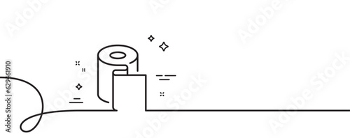 Paper wallpaper line icon. Continuous one line with curl. Paper towels sign. Cling film roll symbol. Paper wallpaper single outline ribbon. Loop curve pattern. Vector