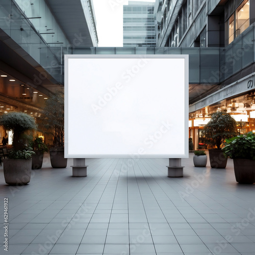 Blank billboard mockup, in a shopping mall. AI Generated Image