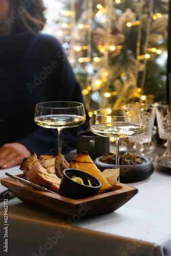 Champagne with appetizers served for two