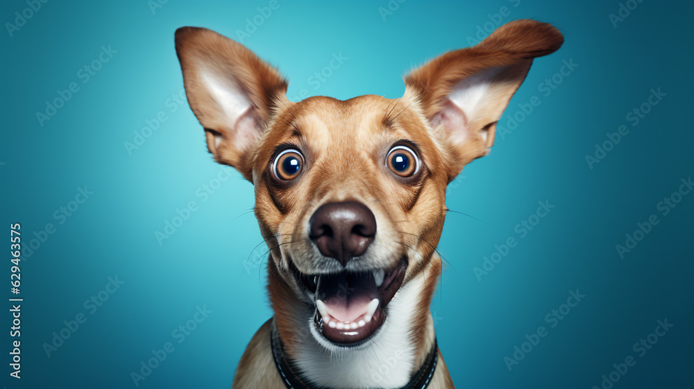 Dog - funny and excited on blue background
Generative AI Dog - funny and excited on blue background
Generative AI
