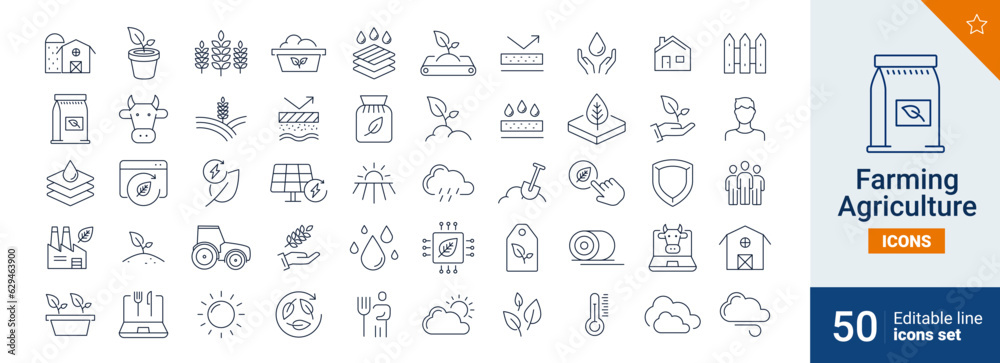 Farm icons Pixel perfect. plant, Agricultural, nature,...	
