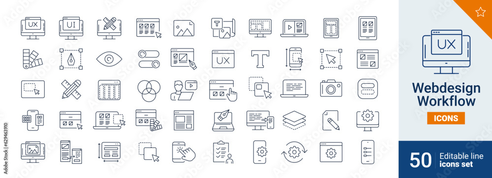 Webdesign workflow icons Pixel perfect. Design, Graphic, responsive,...
