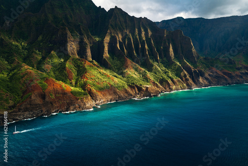Beautiful scene of the coastline on Hawaii's Kauai island