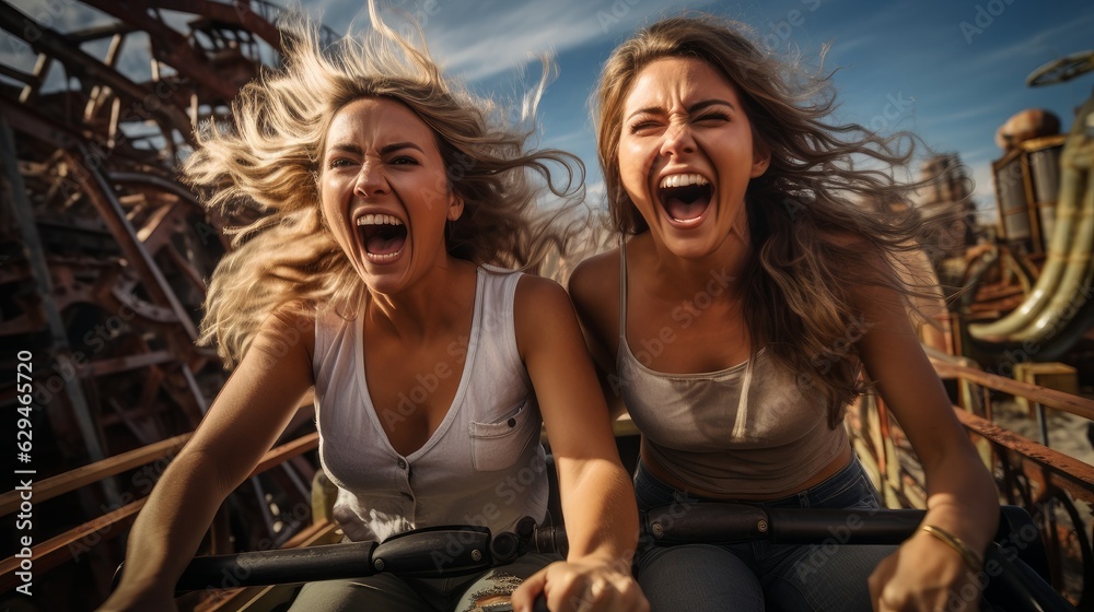 women on a rollercoaster
