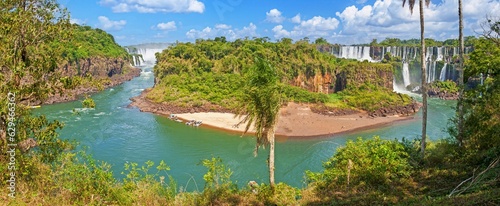 Photos Panoramic image over the impressive Iguacu waterfalls in Brazil