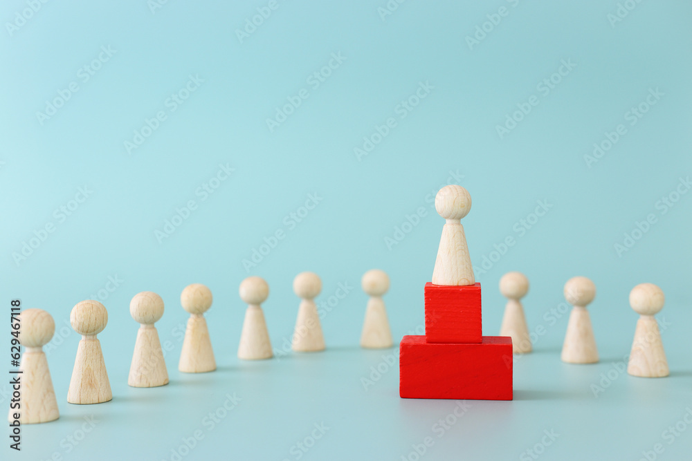 Concept of leadership and forwarding ahead. group of figures and manager Concept of leadership and forwarding ahead. group of figures and manager